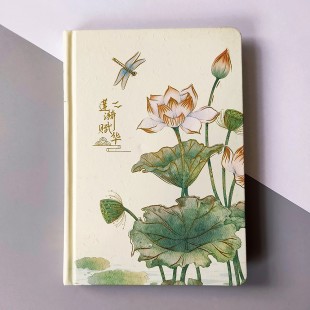 Фактурний блокнот з ілюстраціями в стилі китайського живопису "Ніжність лотоса" Кремовий